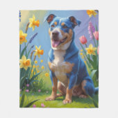 Couverture Polaire Peinture de printemps de Chien Heeler bleu (Devant)
