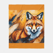 Couverture Polaire Peinture de renard d'automne (Devant)