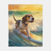 Couverture Polaire Peinture de surf de la plage Beagle (Devant)