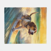 Couverture Polaire Peinture de surf de la plage Beagle (Devant (Horizontal))