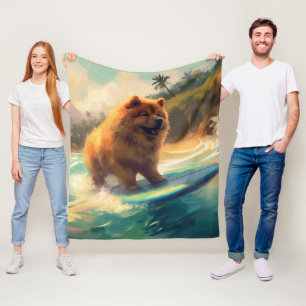 Couverture Polaire Peinture de surf de la plage de Chow Chow