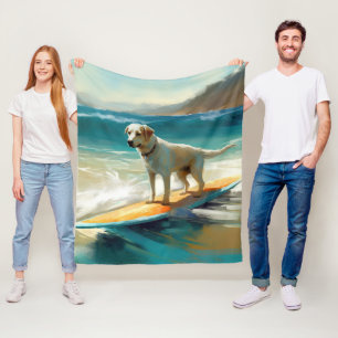 Couverture Polaire Peinture de Surf sur Plage de Berger Anatolien