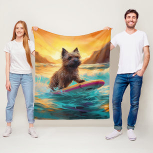 Couverture Polaire Peinture de Surf sur Plage de Terrier Cairn