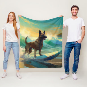 Couverture Polaire Peinture de Surf sur Plage Malinois Belge