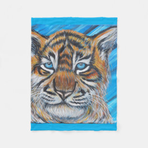 Couverture Polaire Peinture de tigre à oeil bleu