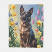Couverture Polaire Peinture des fleurs de printemps du Malinois (Devant)