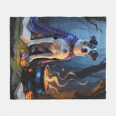 Couverture Polaire Peinture d'Halloween blanc Heeler Chien Whimsical (Devant (Horizontal))