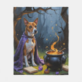 Couverture Polaire Peinture d'Halloween lunaire de Basenji Chien (Devant)