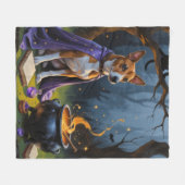 Couverture Polaire Peinture d'Halloween lunaire de Basenji Chien (Devant (Horizontal))