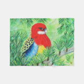 Couverture Polaire Peinture d'oiseaux Red Rosella (Devant (Horizontal))