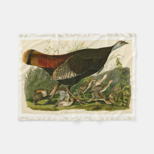 Couverture Polaire Peinture d'oiseaux sauvages de Turquie Audubon