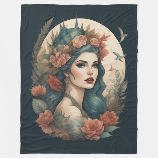 Couverture Polaire Peinture d'une femme (Devant)