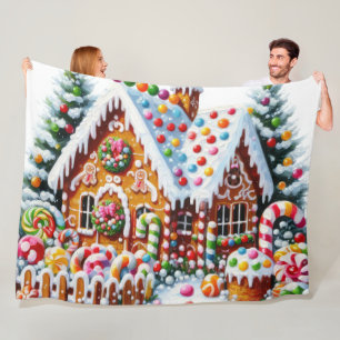 Couverture Polaire Peinture d'une maison en pain d'épices colorée