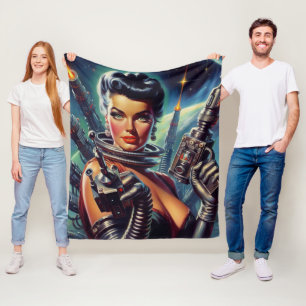 Couverture Polaire Peinture féminine rétro Sci-Fi
