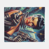 Couverture Polaire Peinture féminine rétro Sci-Fi (Devant (Horizontal))