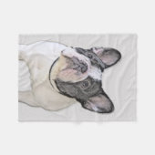 Couverture Polaire Peinture française de Bulldog (Pied de broche) - A (Devant (Horizontal))