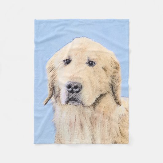 Couverture Polaire Peinture Golden Retriever - Joli art original chie (Devant)