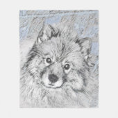 Couverture Polaire Peinture Keeshond Beth - Joli art original chien (Devant)