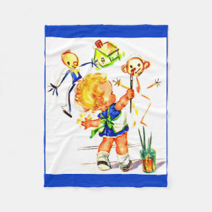 Couverture Polaire peinture mignonne de petite fille sur le mur