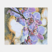 Couverture Polaire Peinture Moderne Fleurs d'Orchidées Violettes Bleu (Devant (Horizontal))