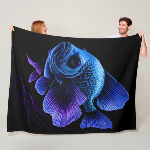 Couverture Polaire Peinture Poisson bleu violet
