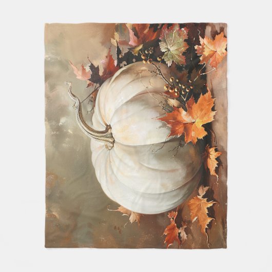 Couverture Polaire Peinture Rustique Citrouille blanche (Devant)
