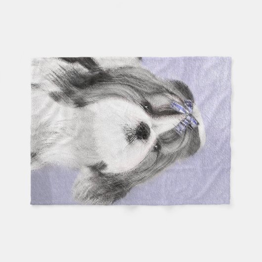 Couverture Polaire Peinture Shih Tzu - Cute Original Chien Art (Devant (Horizontal))