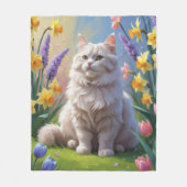 Couverture Polaire Peinture Sibérienne Fleurs de Printemps de Chat (Devant)