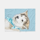 Couverture Polaire Peinture Sibérienne Husky Puppy - Art Chien origin (Devant (Horizontal))