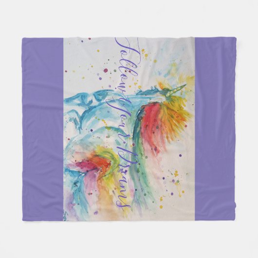 Couverture Polaire Peinture Unicorn Suivez Vos Rêves Blanche Toison (Devant (Horizontal))