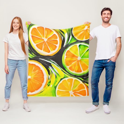 Couverture Polaire Peinture vibrante de citrus (En situation)