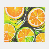 Couverture Polaire Peinture vibrante de citrus (Devant (Horizontal))