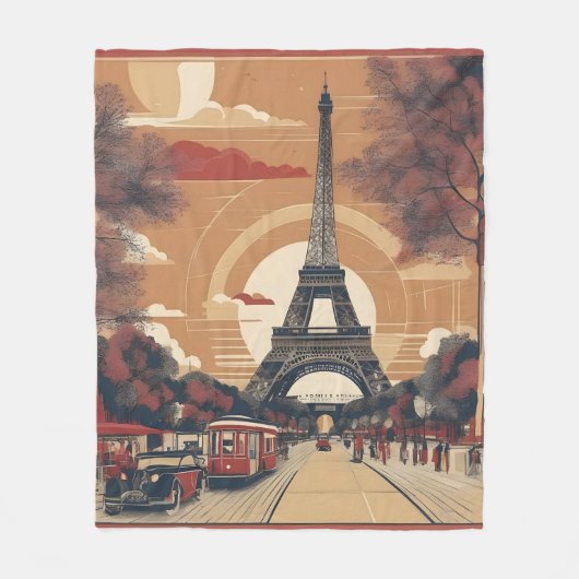 Couverture Polaire Peinture vintage à Paris (Devant)