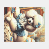 Couverture Polaire Peinture vintage de caniche (Devant (Horizontal))