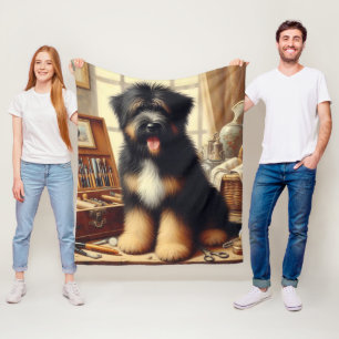 Couverture Polaire Peinture vintage de chien de garde