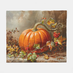 Couverture Polaire Peinture vintage orange Citrouille