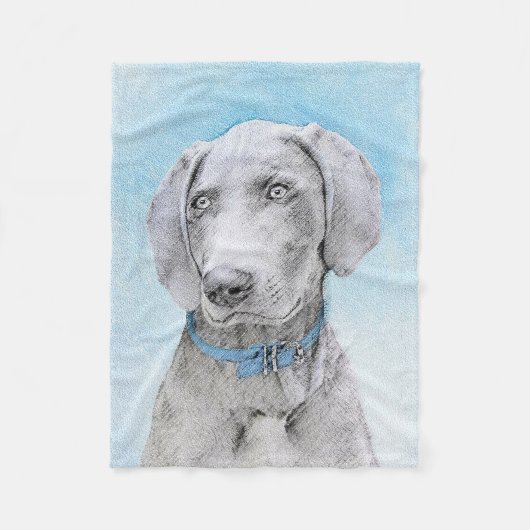 Couverture Polaire Peinture Weimaraner - Joli art original chien (Devant)