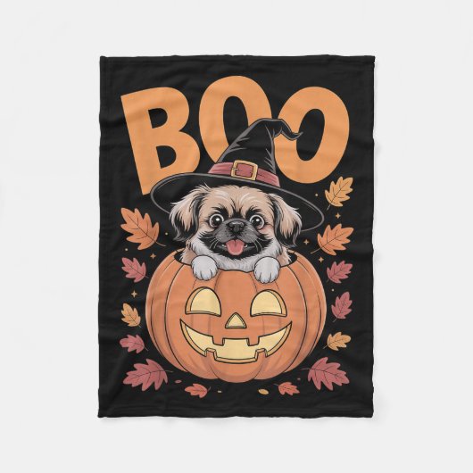 Couverture Polaire Peke Costume On Pumpkin Halloween Pekingese  (Devant)