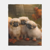 Couverture Polaire Pekingese Chiot Automne Citrouille délice (Devant)