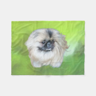 Couverture Polaire Pékingese sur fond vert