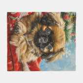 Couverture Polaire Pékinois Noël Festif (Devant (Horizontal))