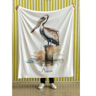 Couverture Polaire Pelican debout sur un poteau Fleece Blanket