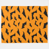 Couverture Polaire Peluche Halloween Orange Chauves-Souris Partout (Devant (Horizontal))