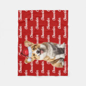 Couverture Polaire Pembroke Welsh Corgi Nom du chien Noël (Devant)