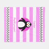 Couverture Polaire Penguin ajouter nom rose blanc rayures (Devant (Horizontal))