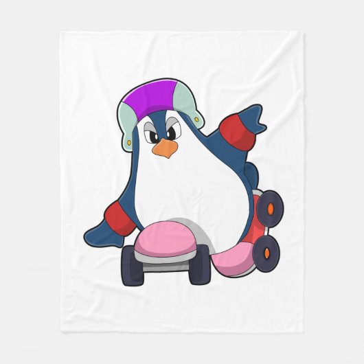 Couverture Polaire Penguin as Inline Skater with Inline Skates (Devant)