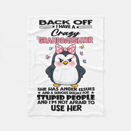 Couverture Polaire Penguin Back Off I Have A Crazy Granddaughter She (Devant)