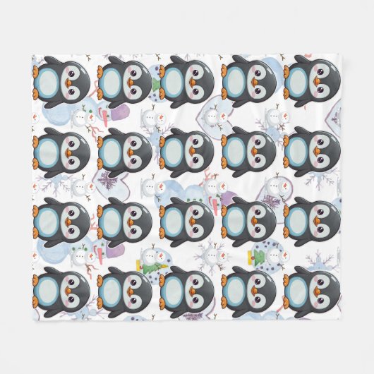Couverture Polaire Penguin Cute Kawaii Baby Motif (Devant (Horizontal))