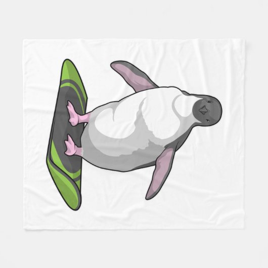 Couverture Polaire Penguin en Snowboardeur avec Snowboard (Devant (Horizontal))