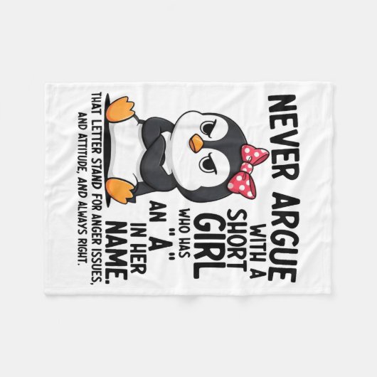 Couverture Polaire Penguin Never Argue With A Short Girl Named A (Devant (Horizontal))
